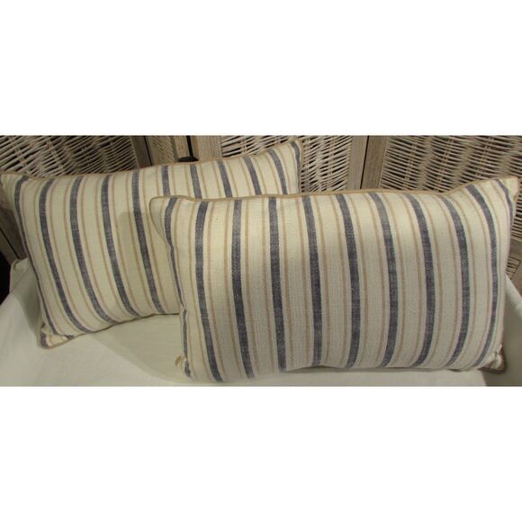 Threshold 0versized oblong pillows striped checkered blue cream throw decorative - Picture 3 of 6